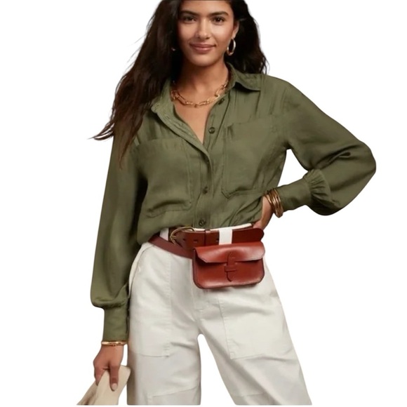 Banana Republic Tops - Banana Republic “Dillon” Olive Classic Fit Utility Military Shacket Shirt, XL